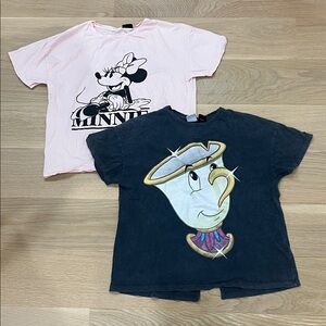Zara Disney Kids Minnie and Chip Tees - Light Pink and Dark Gray